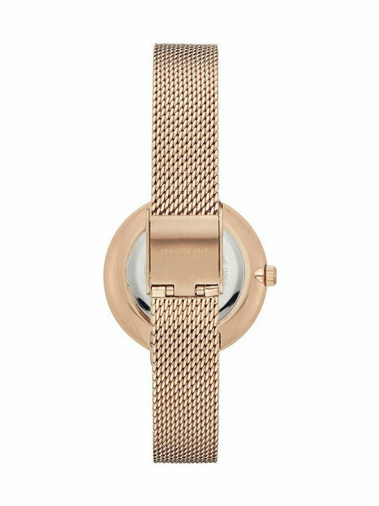 Kenneth Cole Γυναικείο Ρολόι 32mm Μπαταρίας με Ροζ Χρυσό Μεταλλικό Μπρασελέ