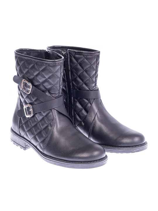 Aby ΑΒΥ Kids Leather Anatomic Boots with Zipper Black