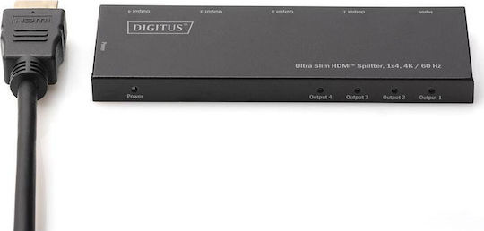 Digitus Ultra Slim 1x4, 4K / 60 Hz HDMI Splitter DS-45323
