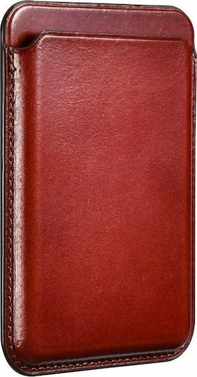iCarer MagSafe Θήκη Καρτών Leather σε Κόκκινο χρώμα