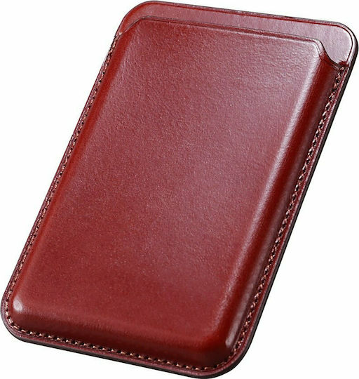 iCarer MagSafe Θήκη Καρτών Leather σε Κόκκινο χρώμα