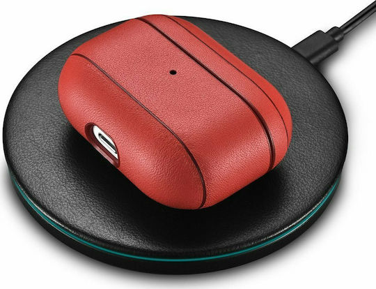 iCarer Nappa Classic Style Θήκη Δερμάτινη σε Κόκκινο χρώμα για Apple AirPods Pro
