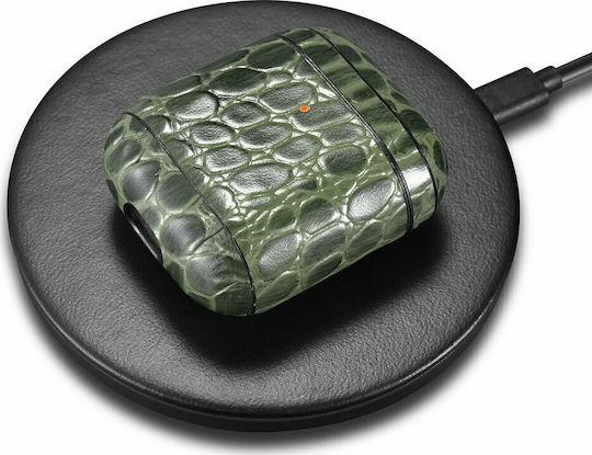 iCarer Crocodile Θήκη Δερματίνης σε Πράσινο χρώμα για Apple AirPods