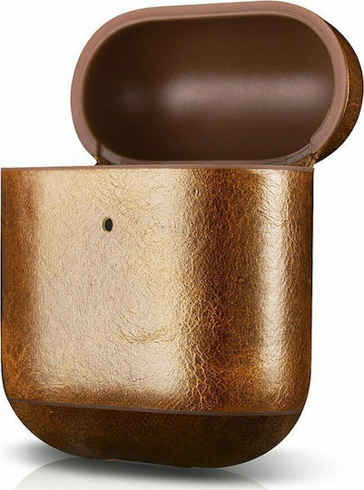 iCarer Oil Wax Case Leather in Brown color for Apple AirPods 1 / AirPods 2