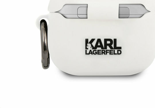 Karl Lagerfeld Karl Head Θήκη Σιλικόνης με Γάντζο σε Λευκό χρώμα για Apple AirPods 3