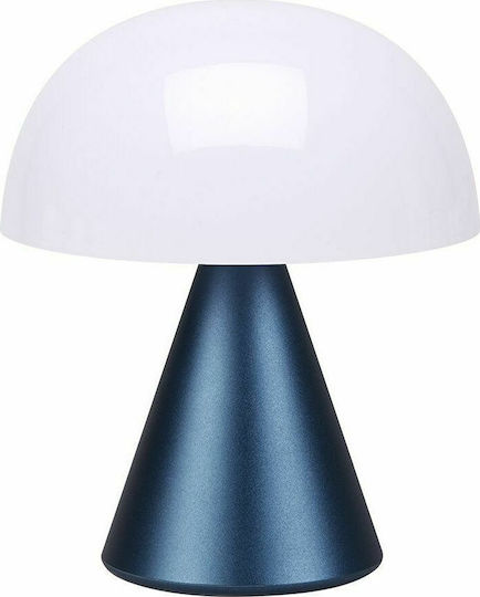 Lexon Mina Metall Tischlampe LED mit Weiß Schirm und Blau Basis
