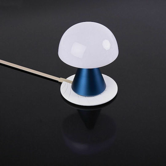 Lexon Mina Metall Tischlampe LED mit Weiß Schirm und Blau Basis