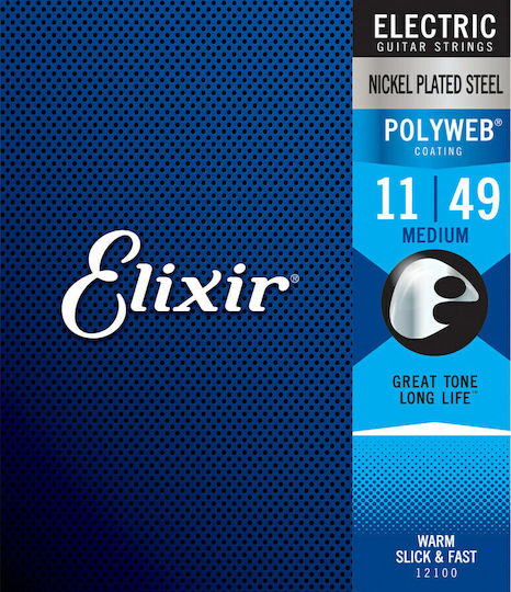 Elixir Set of Nickel Plated Steel Strings for Electric Guitar Polyweb 11 - 49"