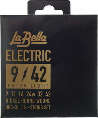 La Bella Set of Nickel Wound Strings for Electric Guitar Electric Extra Light 9 - 42"