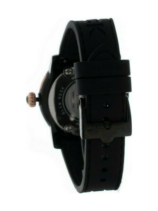 Glam Rock Watch with Black Rubber Strap