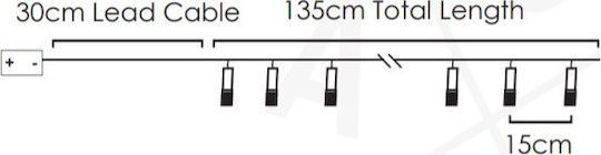 10 Lights LED 1.35m. Warm White Battery in String 1pcs