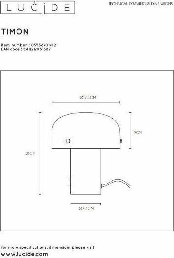 Lucide Lightning Timon Glas Tischlampe für Fassung E14 mit Weiß Schirm und Gold Basis