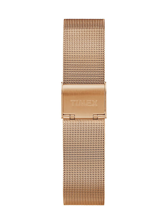 Timex Γυναικείο Ρολόι 37mm Μπαταρίας με Ροζ Χρυσό Μεταλλικό Μπρασελέ