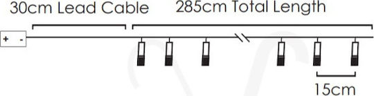 20 Lights LED 2.85m. Warm White Battery in String 1pcs
