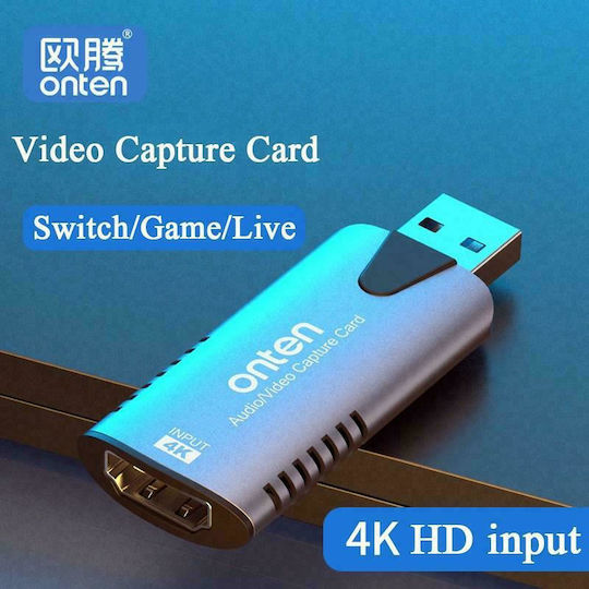 Onten Audio Video Capture Card Video Capture για Laptop / PC και σύνδεση USB-A