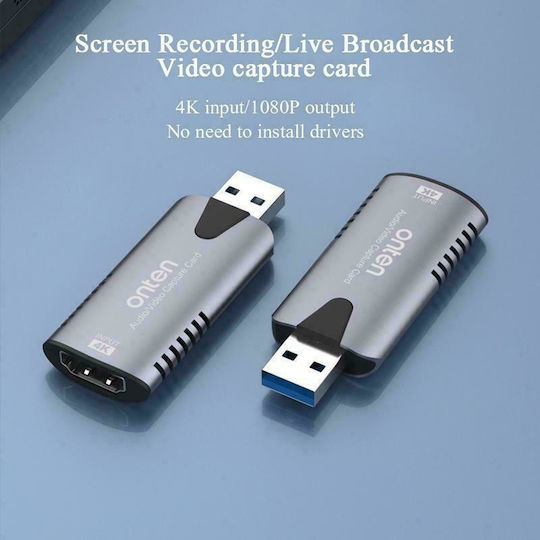 Onten Audio Video Capture Card Video Capture για Laptop / PC και σύνδεση USB-A