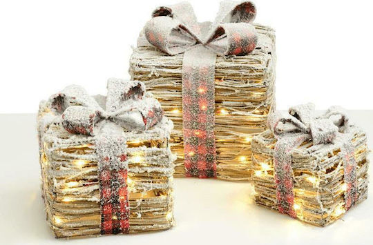 Aca Illuminated Christmas Figure Box Gray 30x30x18cm 3pcs