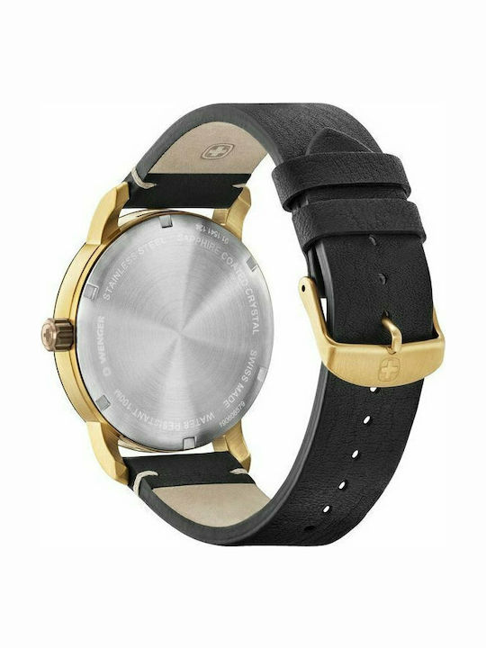 Wenger Attitude Ανδρικό Ρολόι 42mm Μπαταρίας με Μαύρο Δερμάτινο Λουράκι