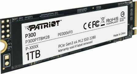 Patriot P300 SSD 1TB τύπου M.2 με σύνδεση PCI Express 3.0 P300P1TBM28