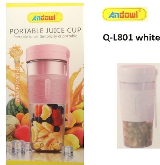 Andowl Blender with Plastic Jug 420 ml Pink Q-L801