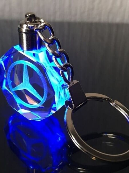 Mercedes-Benz Μπρελόκ 3D Led Light Mercendes Γυάλινο με Led
