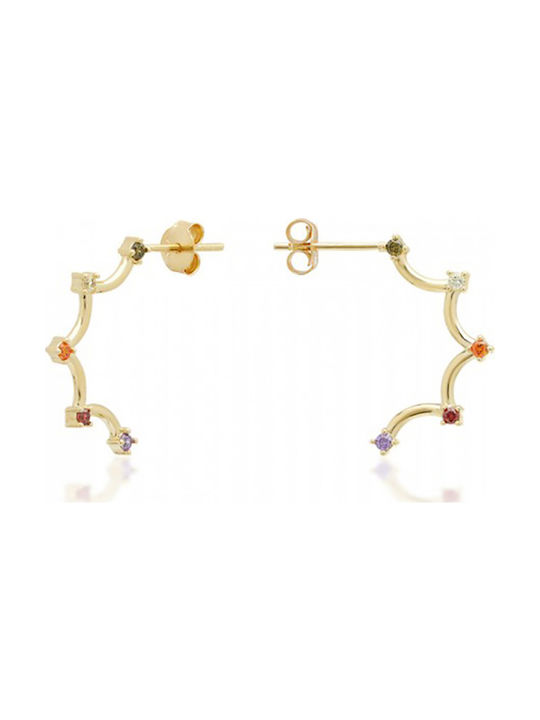 Jcou Earrings Hoops made of Silver Gold Plated with Stones JW902G4-02