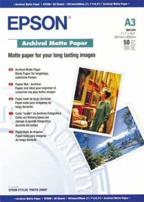 Epson Archival Matte Paper Hârtie foto A3 192gr/m² pentru Imprimante Jet de cerneală 50 de hârtie fotografică