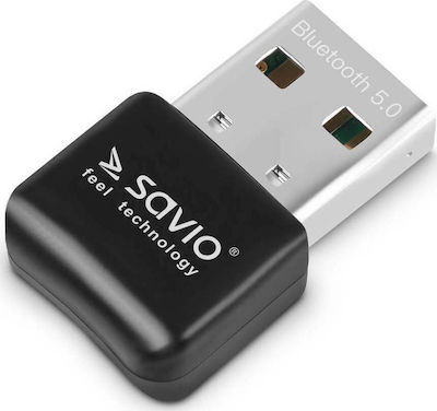 Savio BT-050 USB Bluetooth 5.0 Adapter mit Reichweite 10m Schwarz