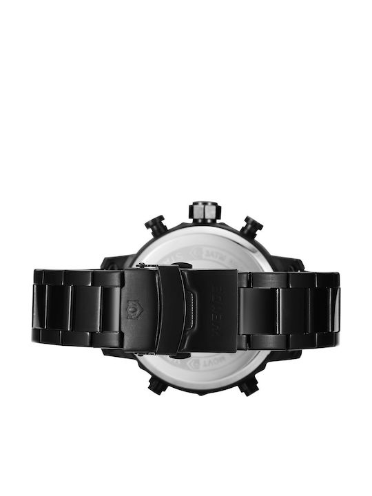 Weide Herrenuhr 50mm Batterie mit Schwarz Metallarmband