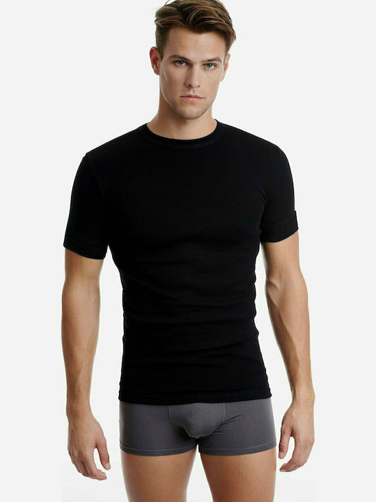 Men's Undershirts Short-sleeved in Black Color 2Pack
