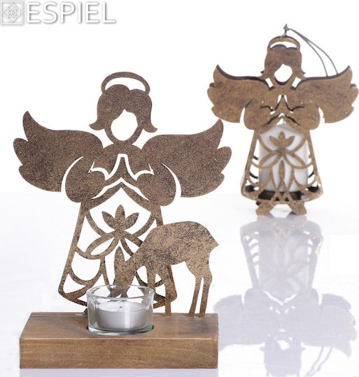 Espiel Christmas Wooden Figure Cherub Gold Height 21.5cm