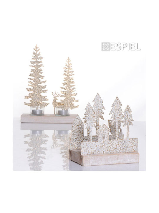 Espiel Christmas trees Christmas Wood Gold Candlestick 15.5x14cm 4pcs