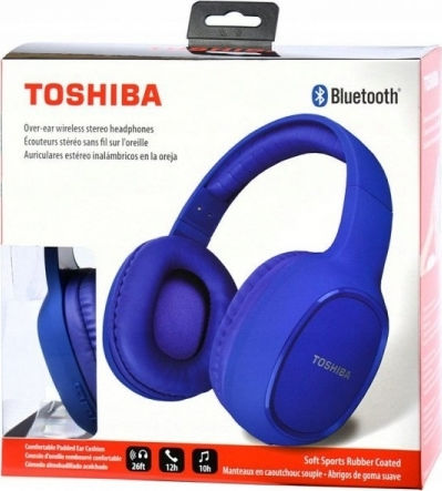 Toshiba RZE-BT160H Wireless / Wired Over Ear Headphones with 6 hours of Operation Blue