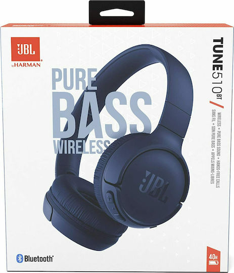 JBL Tune 510BT Ασύρματα Bluetooth On Ear Ακουστικά με 40 ώρες Λειτουργίας και Quick Charge Μπλε