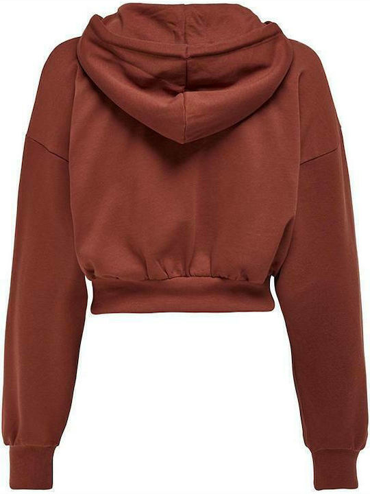 Cropped Women's Sweatshirt Jacket Hooded Roasted Red