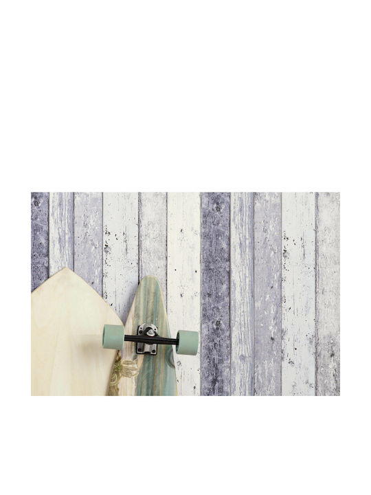 Tapet de Perete 1000x53cm Wood Stone Vinil Albastru Lavabil