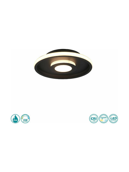 Trio Lighting Ascari Μοντέρνα Μεταλλική Πλαφονιέρα Οροφής με Ενσωματωμένο LED σε Μαύρο χρώμα 30cm