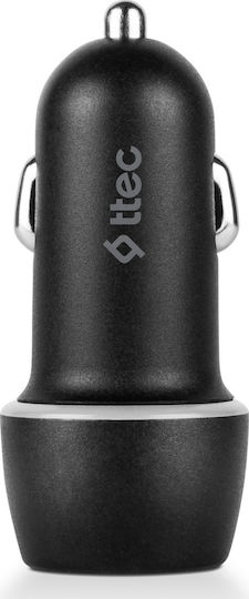 TTEC SmartCharger Duo Încărcător Auto 3.1A cu Porturi: 1xUSB 1xType-C Negru Culoare