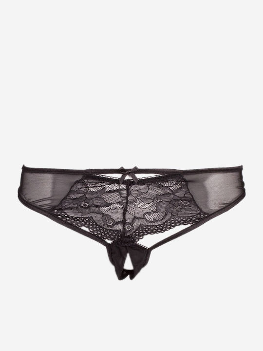 Norddiva Lingerie Spitzen Unterwäsche-Set für Damen Bralette mit Zeichenfolge Schwarz