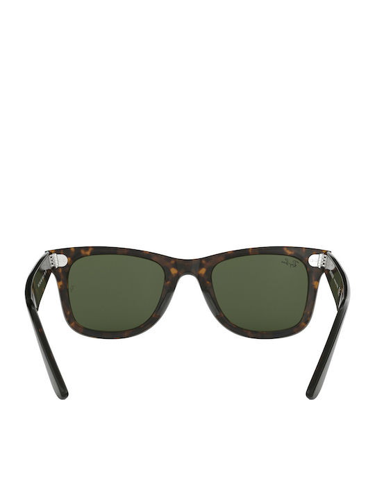 Ray Ban Wayfarer Unisex Sunglasses with Brown Tartaruga Plastic Frame and Green Lens RB2140 902