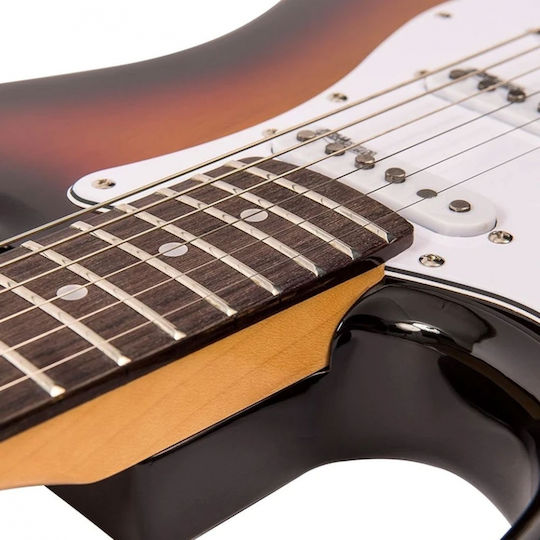 Vintage V6 ReIssued Electric Guitar for Left-handed Stratocaster with SSS Pickup Configuration Sunset Sunburst