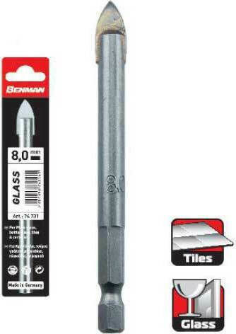 Benman Drill HSS with Hexagonal Shank for Glass και Tiles 8mm