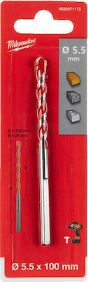 Milwaukee Diamond Drill Carbide with Cylindrical Shank for Masonry 5.5x50mm