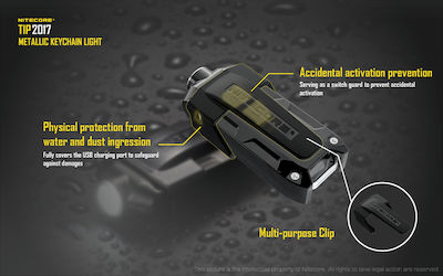 NiteCore Wiederaufladbar Schlüsselanhängerlampe LED Wasserdicht IP54 mit maximaler Helligkeit 360lm Tip 2017 Eingebettet