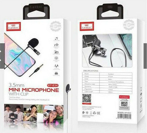 Earldom ET-E34 Condenser (Small Diaphragm) Microphone 3.5mm Πέτου, Clip On for Mobile