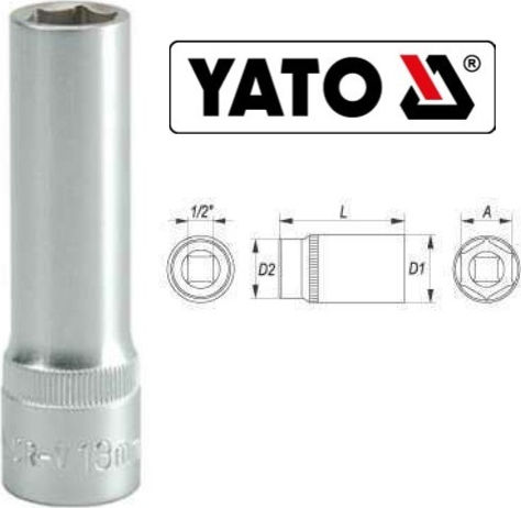 Yato Socket Hex Long with Square Drive 1/2" Diameter 19mm