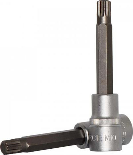 Force Priza Cheie tubulară cu Vârf Spline și Patrat de Prindere 1/2'' Dimensiune M10x100mm 1buc