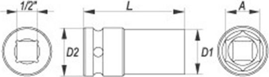 Yato Socket Pneumatic Hex Long with Square Drive 1/2" Diameter 17mm