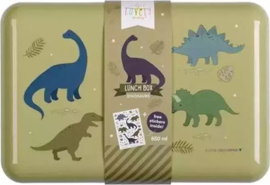 A Little Lovely Company Dinosaurs Πλαστικό Παιδικό Δοχείο Φαγητού Δεινόσαυροι Πράσινο 18 x 12 x 6εκ.