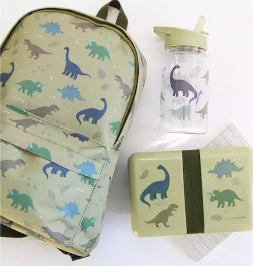 A Little Lovely Company Dinosaurs Πλαστικό Παιδικό Δοχείο Φαγητού Δεινόσαυροι Πράσινο 18 x 12 x 6εκ.
